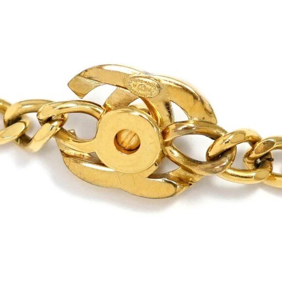 CHANEL CC Logos Turnlock Rhinestone Necklace 16" Gold Tone 96A Auth w/Box r11587 - Picture 5 of 8